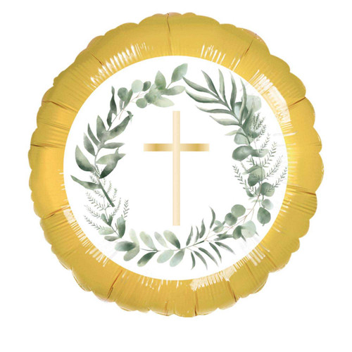 Botanical Celebration Gold Cross Foil Balloon