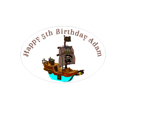 Personalised Pirate Ship Oval Labels (8 Pack)
