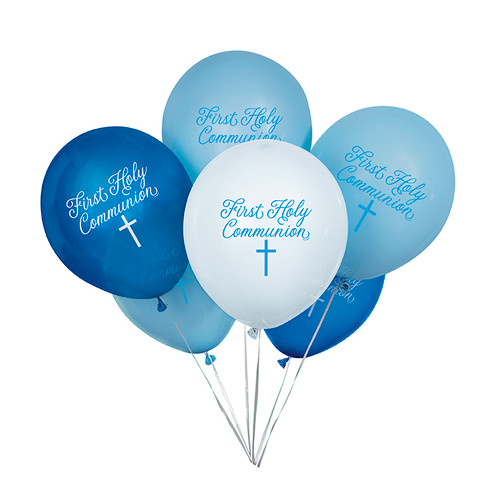 Fancy Blue Cross Communion Balloons