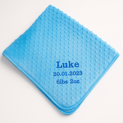 Personalised Embroidery Baby Blue Name Blanket