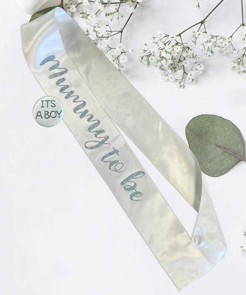 Blue Diamante Sash & Badge Mummy Set