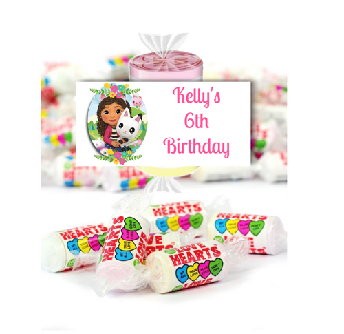 Personalised Dollhouse Loveheart Sweets (9 Pack) | Gabby's Dollhouse Party Supplies | Party Supplies