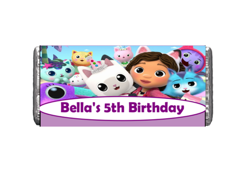 Personalised Dollhouse Chocolate Bar (7 Pack) | Gabby's Dollhouse Party Supplies | Party Supplies | Sweets
