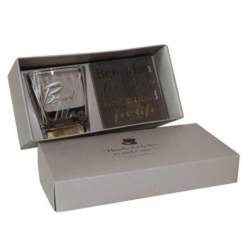 Best Man Glass and Coaster