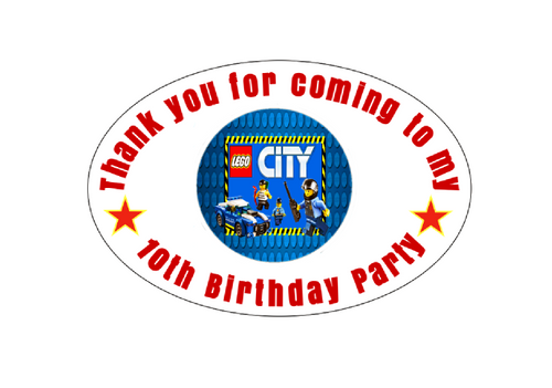 Personalised Lego City Oval Label (8 Pack)