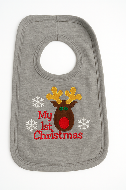 Personalised Embroidery My 1st Christmas Baby Bib