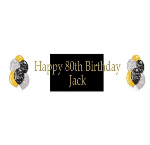 Personalised Black & Gold Birthday Banner
