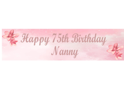 Personalised Pink Flower Birthday Banner