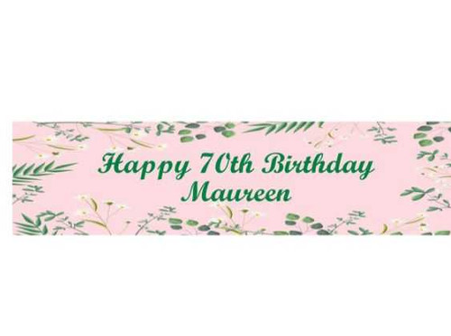 Personalised Pink Leaf Birthday Banner