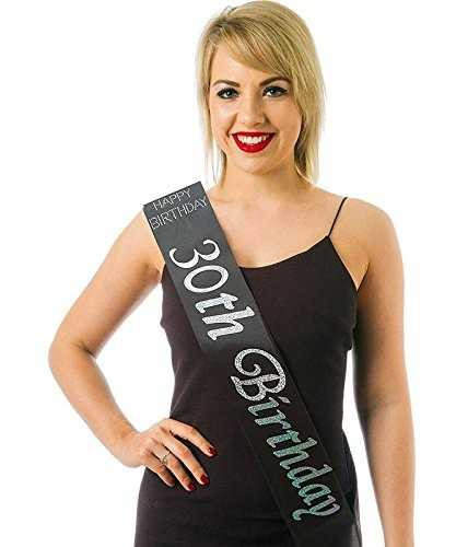 Black 30th Birthday Sash