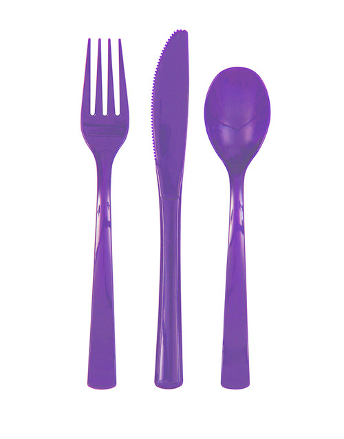Purple Plastic Cutlery (18pcs)