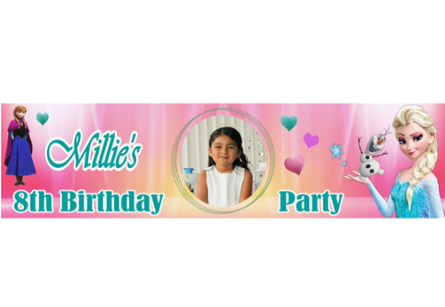 Personalised Frozen Banner with Photo | Disney Frozen Birthday Banner | Personalised Kids Birthday Banner