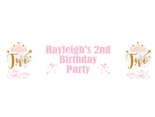 Personalised 2nd Pink Tiara Birthday Banner | Personalised Kids Birthday Banner