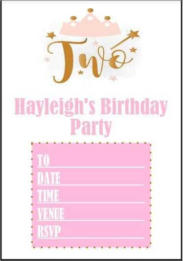 Personalised Pink Tiara 2nd Party Invites