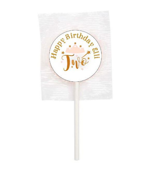 Personalised Pink Tiara 2nd Birthday Lollipops (15 Pack)