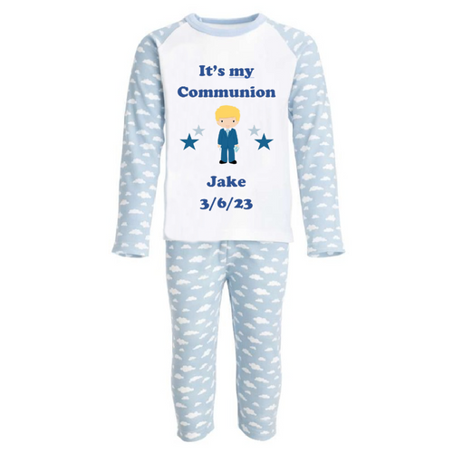 Personalised Blonde Communion Boy Pyjamas