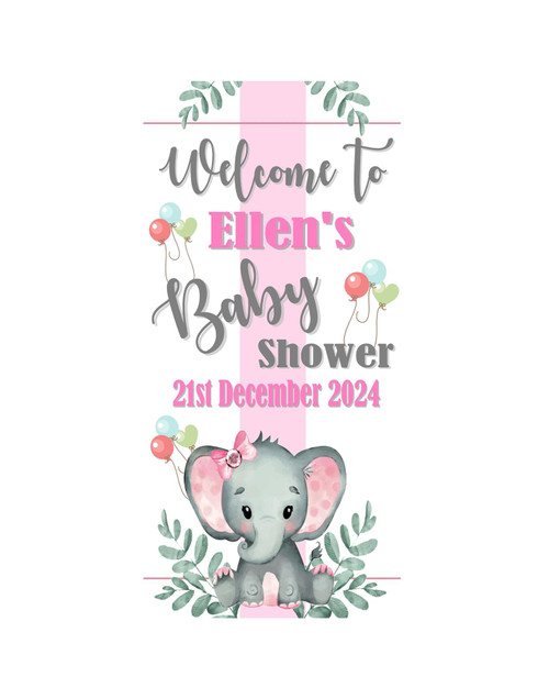 Personalised Vinyl Pink Baby Shower Door Banner
