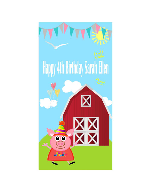 Personalised Vinyl Cartoon Pig Door Banner