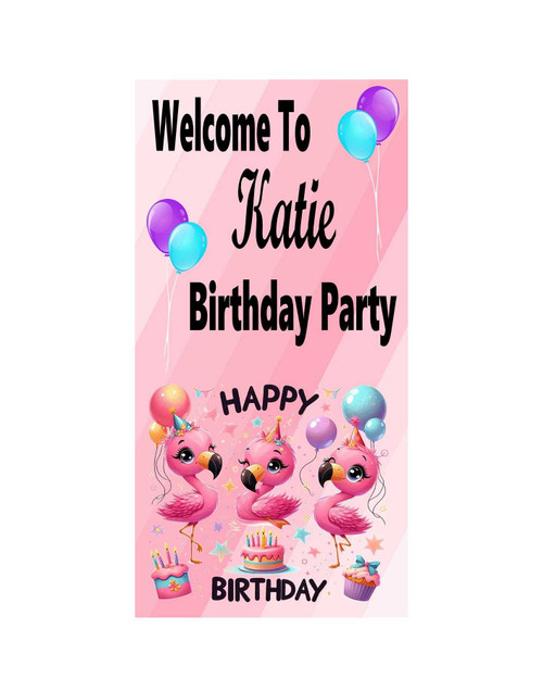 Personalised Vinyl Flamingo Door Banner