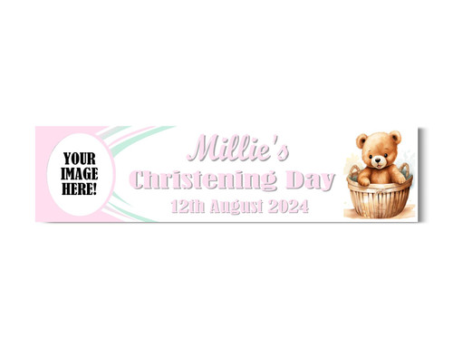 Personalised Girls Christening Banner with Photo