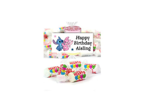 Personalised Lilo and Stitch Birthday Loveheart Sweets (9 Pack)