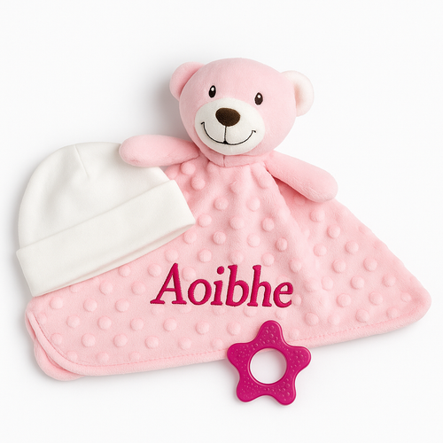 Pink Baby Comforter with Hat