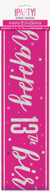 Pink 13th Birthday Banner