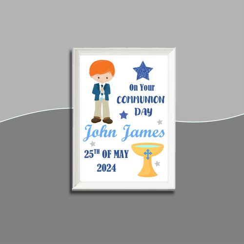 Personalised Boys Red Hair On Your Communion Day Frame