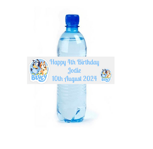 Personalised Bluey Boy's Water Bottle Labels (4 Pack)