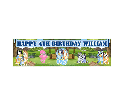 Personalised Bluey Banner | Bluey Party Supplies | Personalised Kids Birthday Banner
