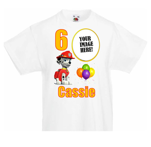 Personalised Red Paw Patrol Kids T-Shirt with Photo