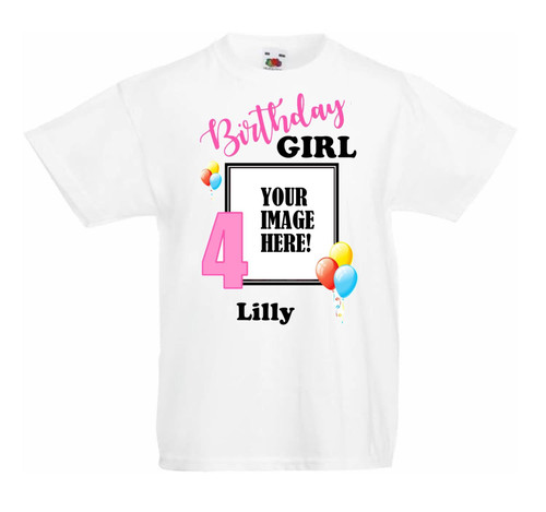 Personalised Girls Birthday T-Shirt with Photo