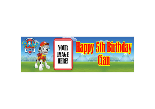 Personalised Paw Patrol Marshall Photo Banner | Paw Patrol Party Supplies | Personalised Kids Birthday Banner
