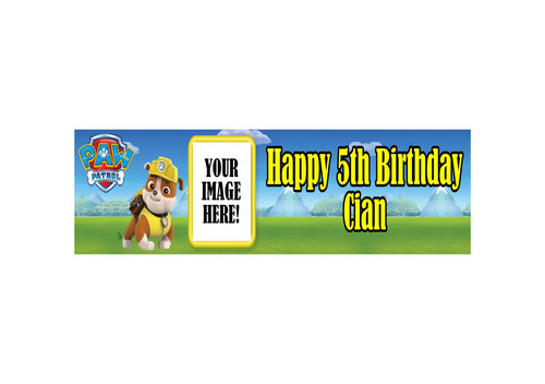 Personalised Paw Patrol Rubble Photo Banner | Paw Patrol Party Supplies | Personalised Kids Birthday Banner