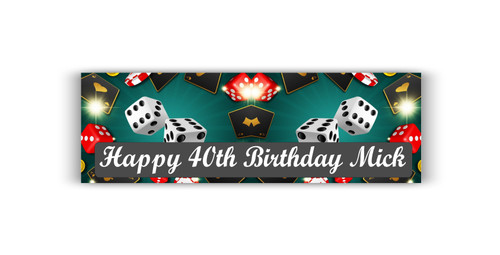 Personalised Casino Birthday Banner | Custom Casino Theme Birthday Banner