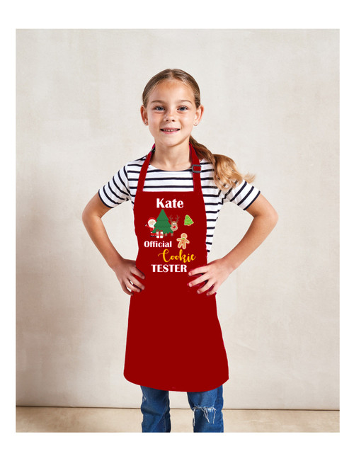 Personalised Red Cookie Tester Apron | Christmas Aprons