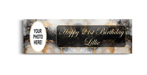 Personalised Black & Gold Marble Photo Banner | Personalised Banners