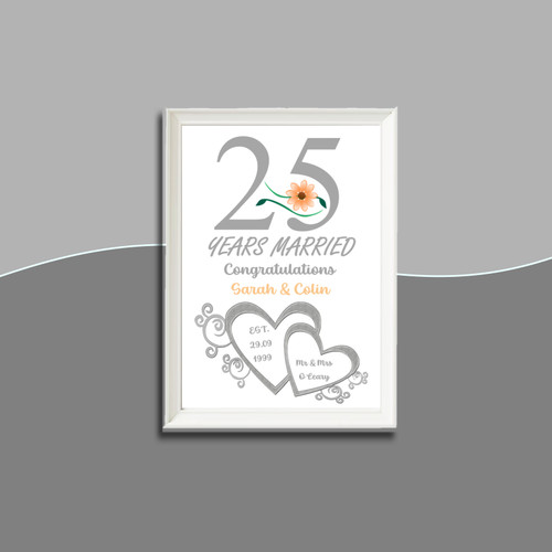 Personalised 25th Anniversary Frame | Wedding Frames