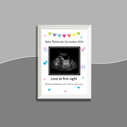 Personalised Rainbow Bunting Baby Scan Frame | Personalised Frames