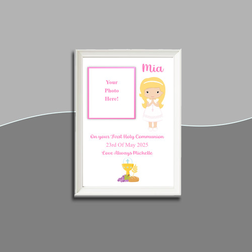 Personalised Blonde Communion Girl Frame | Communion Frames