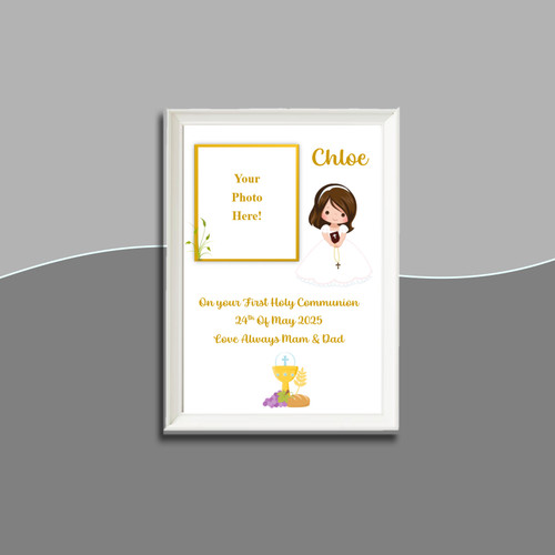 Personalised Gold Communion Girl Photo Frame | Personalised Frames