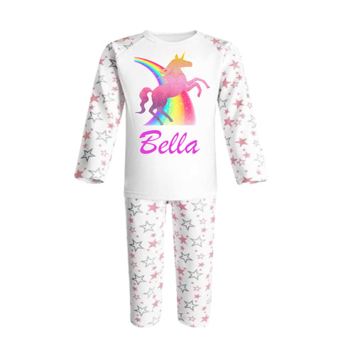 Personalised Star Rainbow Sparkle Unicorn Pyjamas