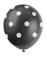 Black Dots Helium Balloons - 6 Pack | Black Party Supplies