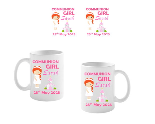 Personalised Red Hair Girl Communion Mug