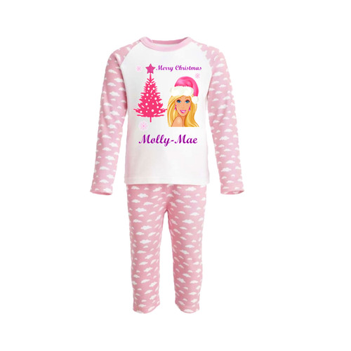 Personalised Pink Cloud Barbie Christmas Pyjama