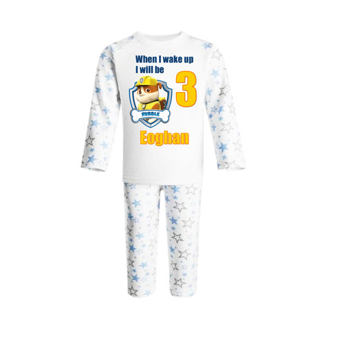 Personalised Blue Star Rubble Paw Patrol Pyjamas