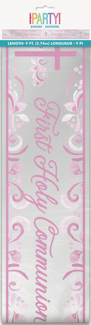 Elegant Pink Cross Communion Banner
