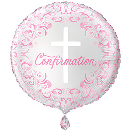 Elegant Pink Cross Confirmation Balloon