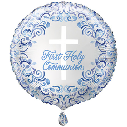 Elegant Blue Cross Communion Foil Balloon