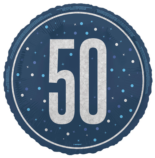 Blue Glitz 50th Foil Balloon